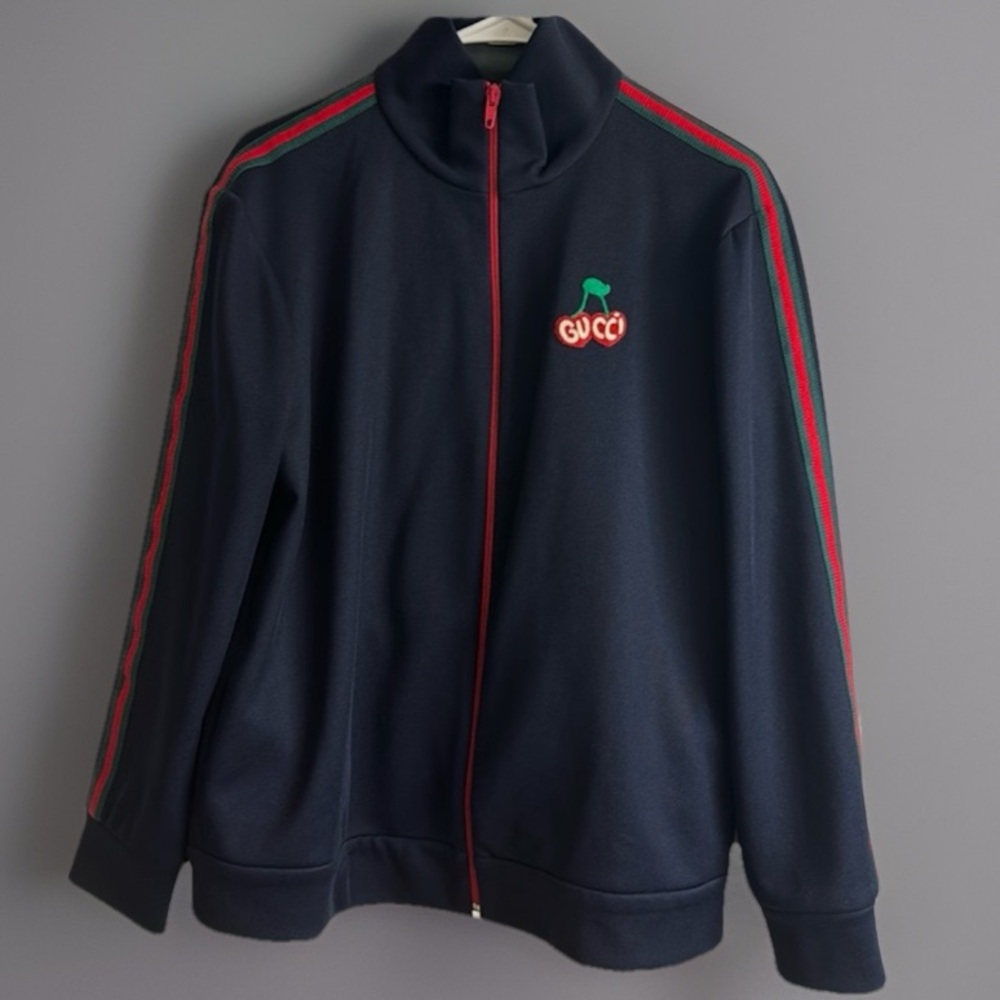 GUCCI 
Pre-Loved Cherry Logo Patch Track Jacket